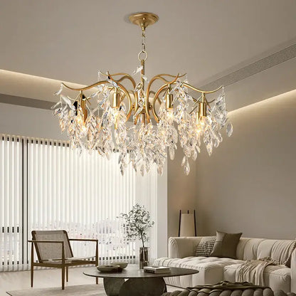 Elegant black crystal chandelier – dining room wrought iron light