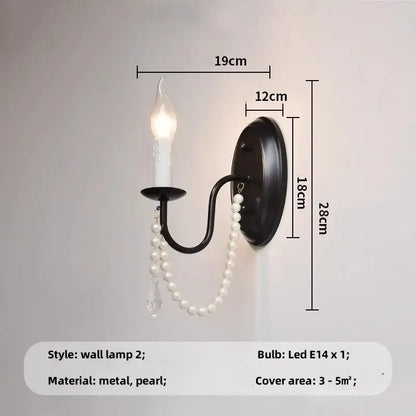 Elegant black crystal chandelier pearl pendant light for living room