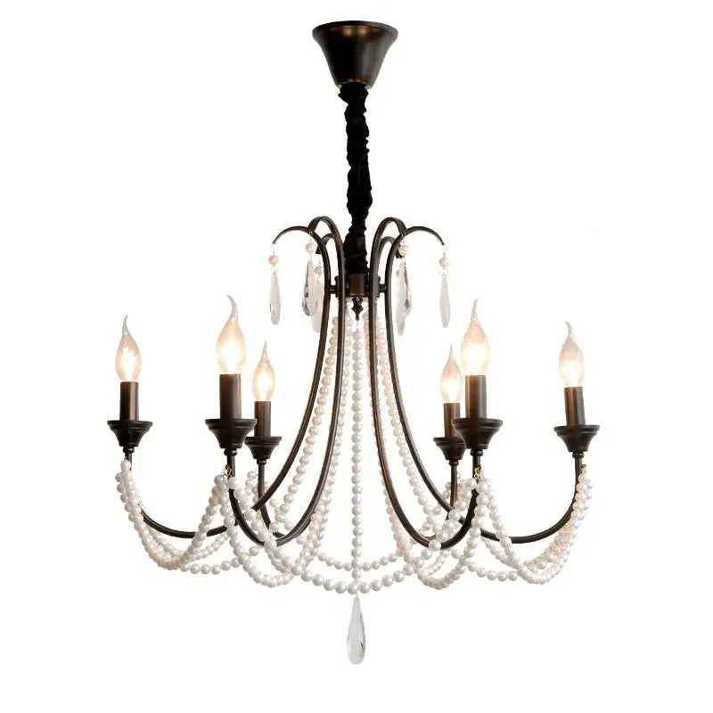 Elegant black crystal chandelier pearl pendant light for living room