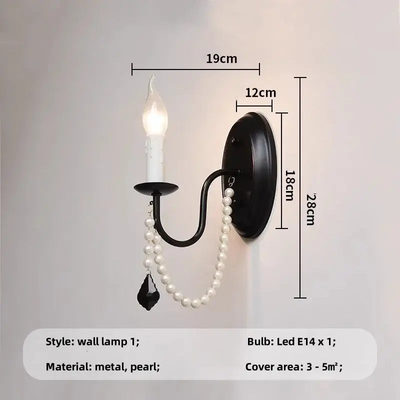 Elegant black crystal chandelier pearl pendant light for living room