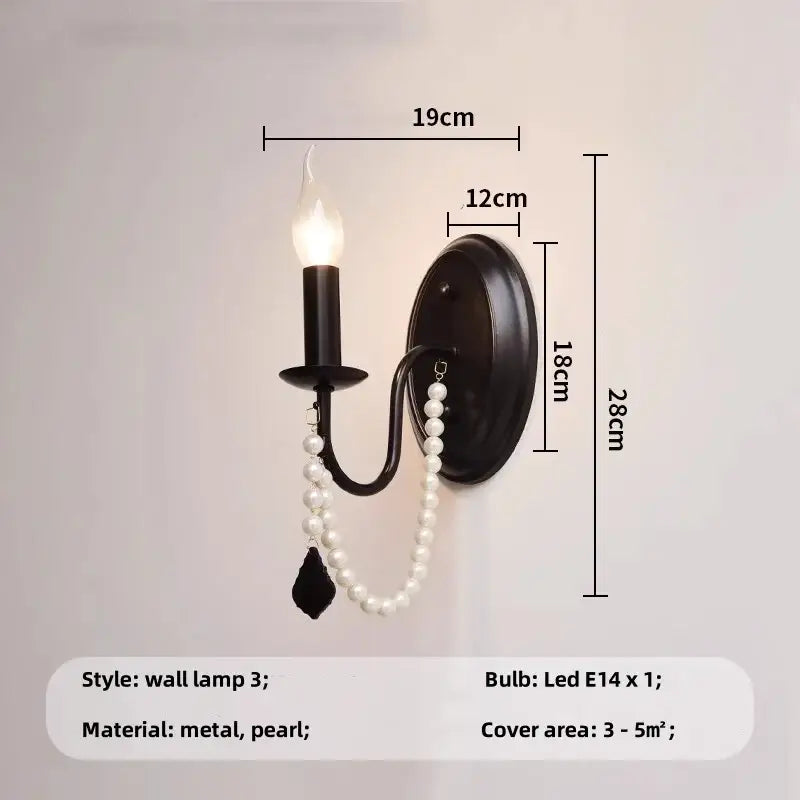 Elegant black crystal chandelier pearl pendant light for living room