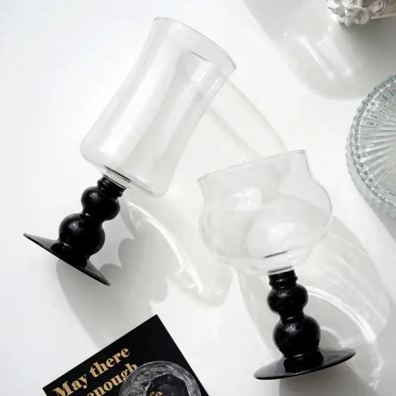 Elegant black goblet glass coffee cup set dining room drinkware