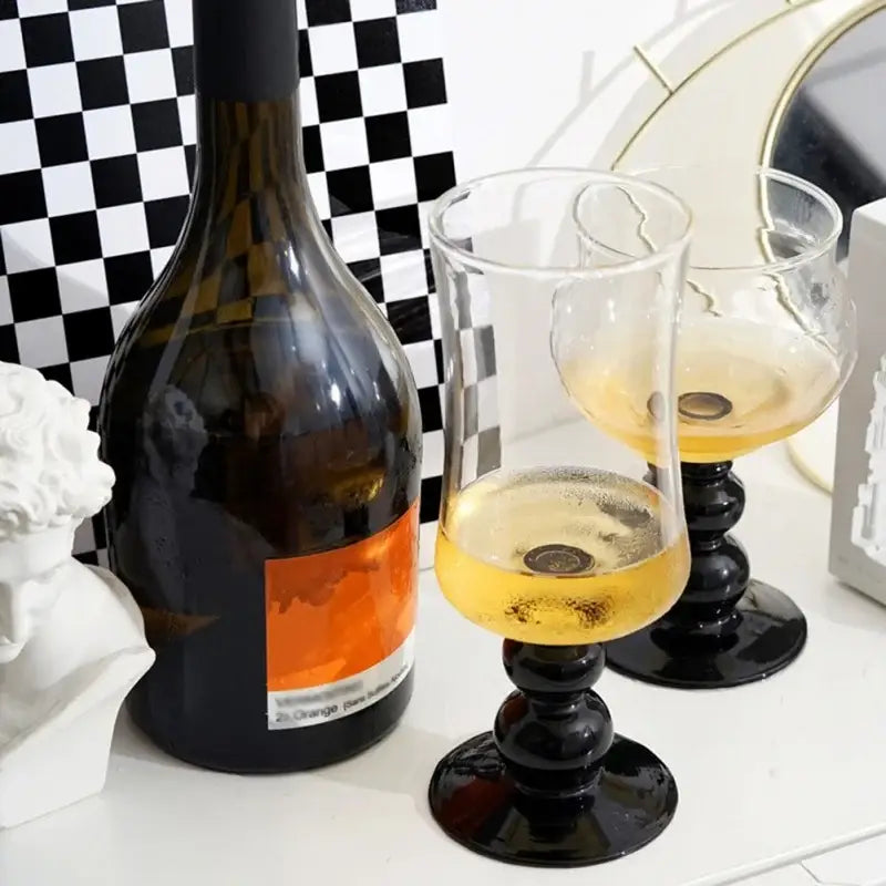 Elegant black goblet glass coffee cup set dining room drinkware