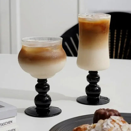 Elegant black goblet glass coffee cup set dining room drinkware