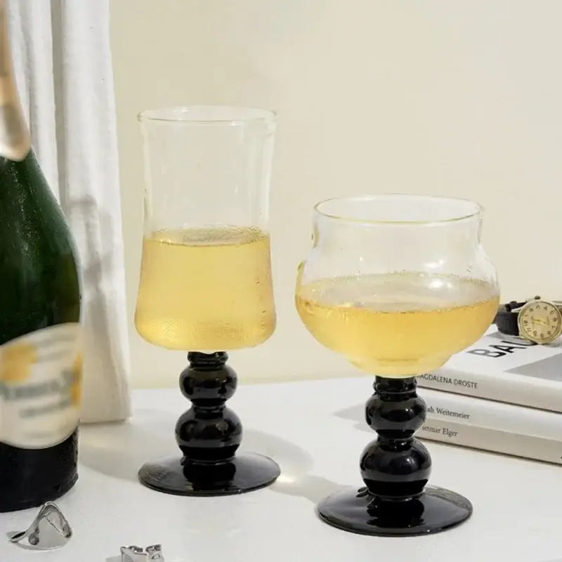 Elegant black goblet glass coffee cup set dining room drinkware