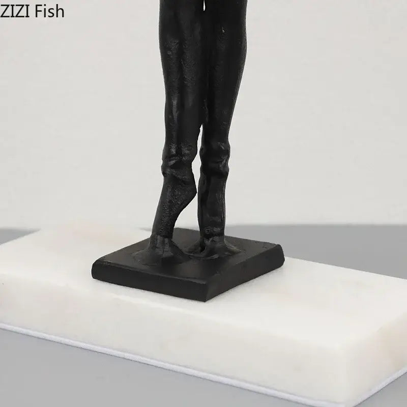 Elegant black & gold ballerina sculpture bedroom marble decor