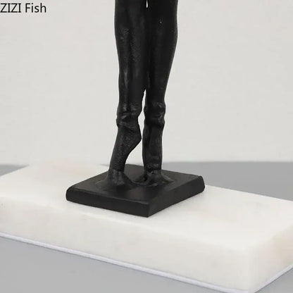 Elegant black & gold ballerina sculpture bedroom marble decor