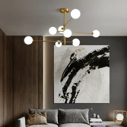 Elegant black gold glass ball chandelier living room light