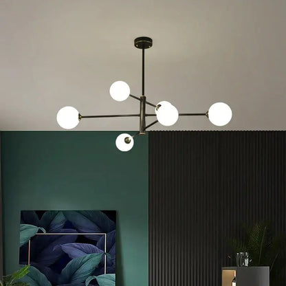 Elegant black gold glass ball chandelier living room light