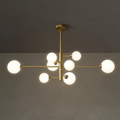 Elegant black gold glass ball chandelier living room light