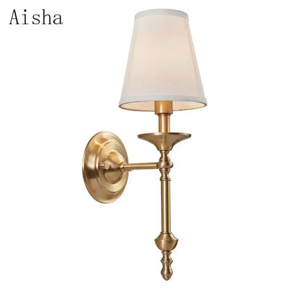 Elegant black & gold wall lamp for bedroom with textured shade