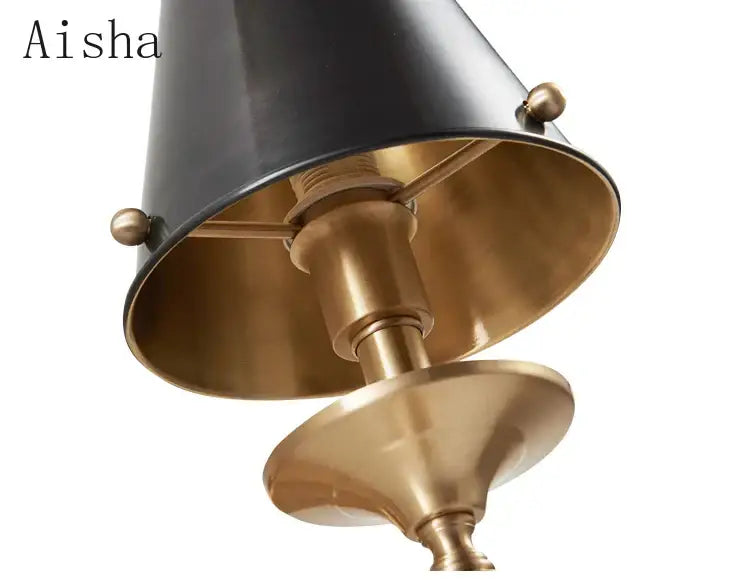 Elegant black & gold wall lamp for bedroom with textured shade