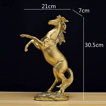 Elegant black & white golden horse animal sculpture living room decor