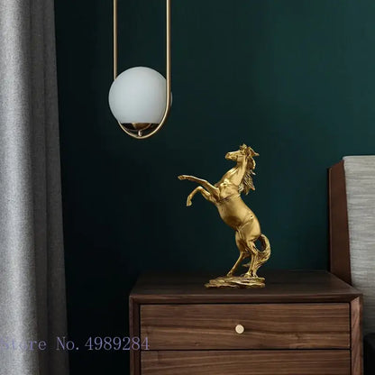Elegant black & white golden horse animal sculpture living room decor