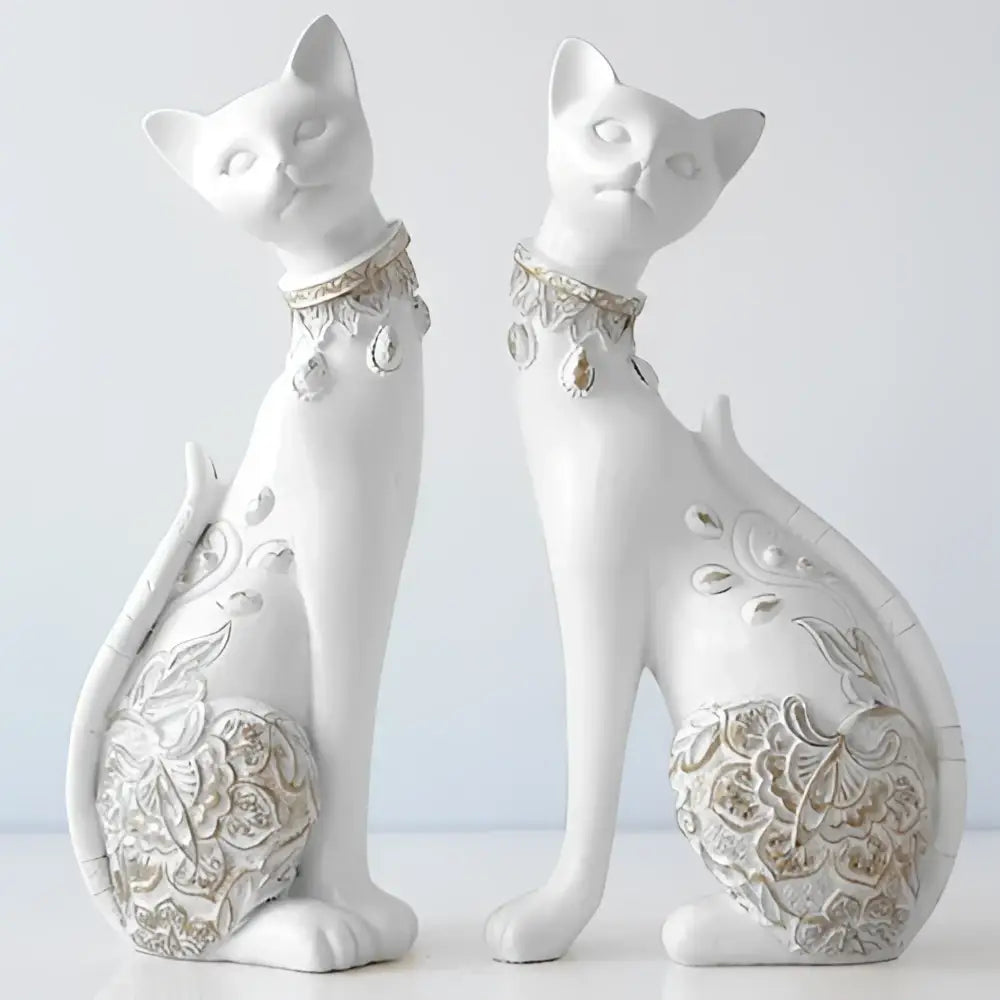 Elegant blue and gold cat statue living room decor