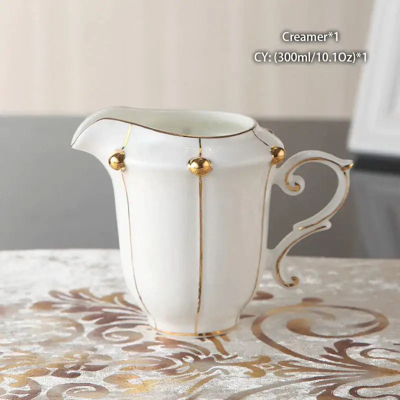 Elegant bone china tea set with gold trim for dining room