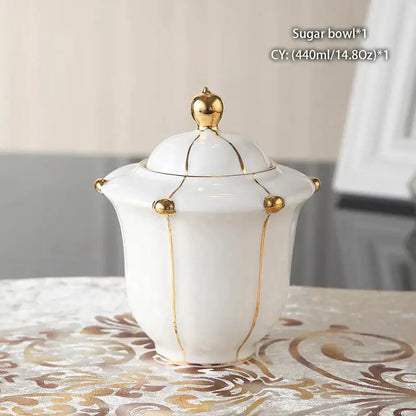 Elegant bone china tea set with gold trim for dining room