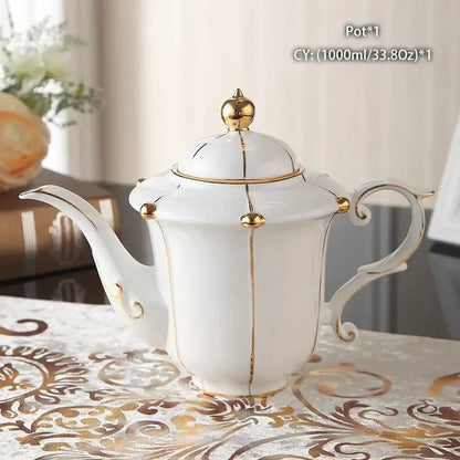 Elegant bone china tea set with gold trim for dining room