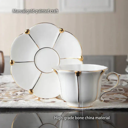Elegant bone china tea set with gold trim for dining room