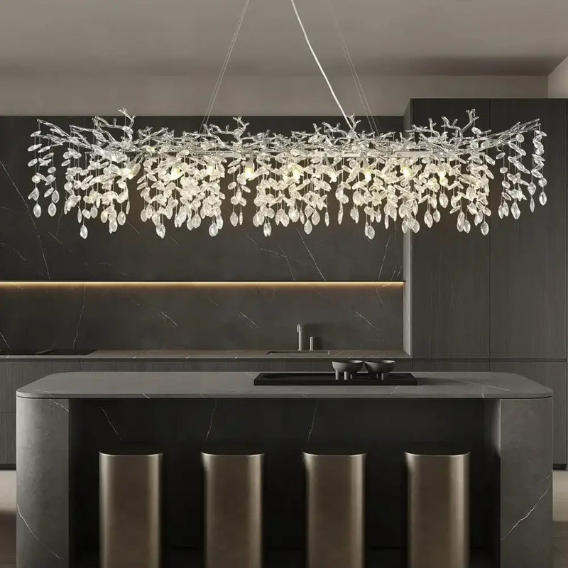 Elegant branch crystal suspension pendant light dining room
