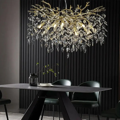 Elegant branch crystal suspension pendant light dining room