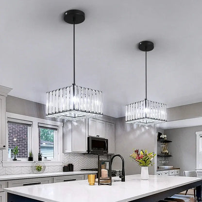 Elegant brass and crystal led pendant light for dining room
