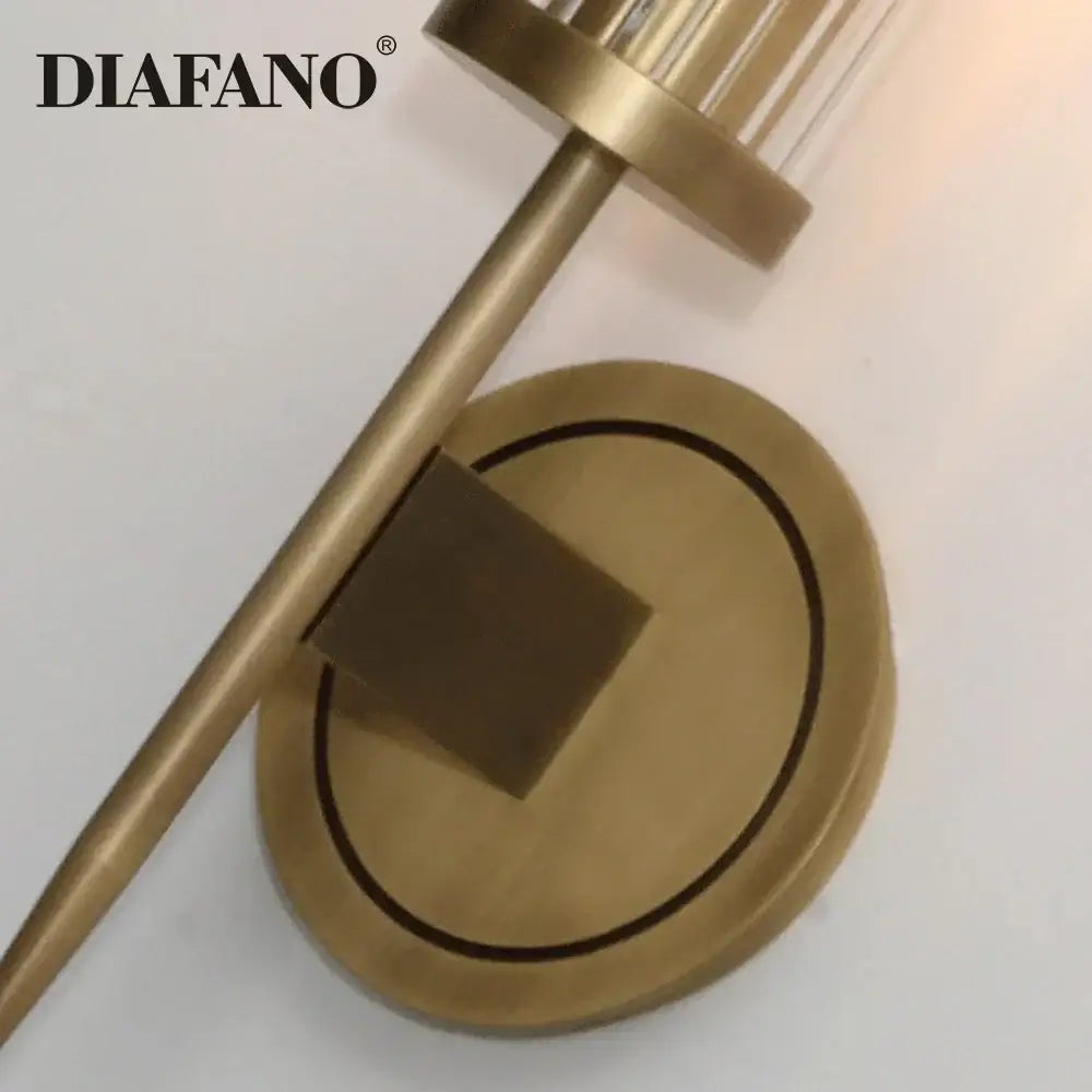 Elegant brass & black glass tube wall sconce living room light