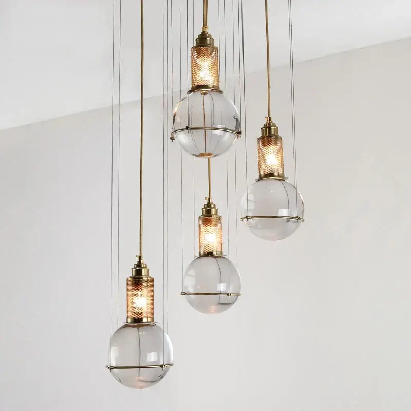 Elegant brass crystal ball led pendant lights for dining room