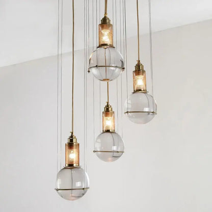 Elegant brass crystal ball led pendant lights for dining room