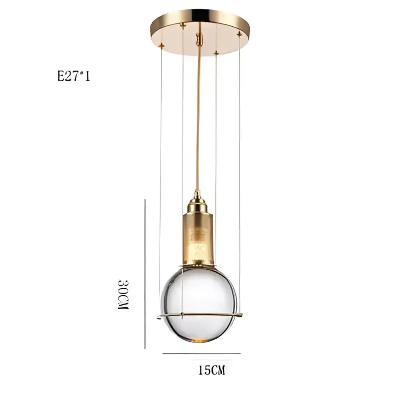 Elegant brass crystal ball led pendant lights for dining room