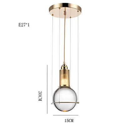 Elegant brass crystal ball led pendant lights for dining room