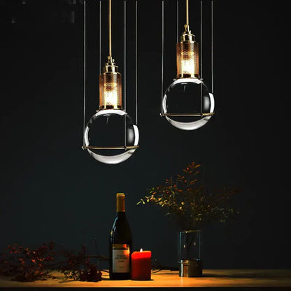 Elegant brass crystal ball led pendant lights for dining room