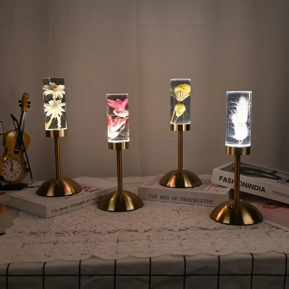 Elegant brass eternal flower desk lamp bedroom nightlight