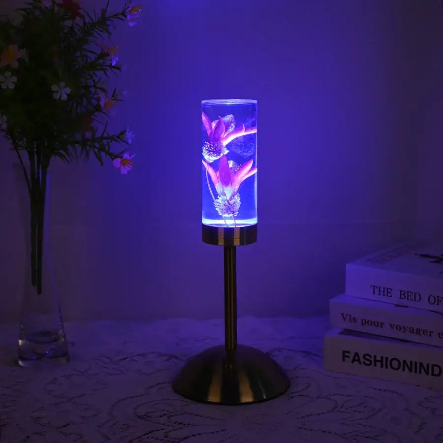 Elegant brass eternal flower desk lamp bedroom nightlight