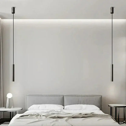 Elegant brass pendant light – dining room matte black cylindrical design