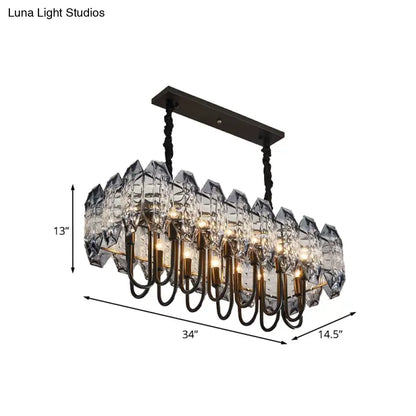 Elegant bronze crystal flute hanging ceiling light kitchen island