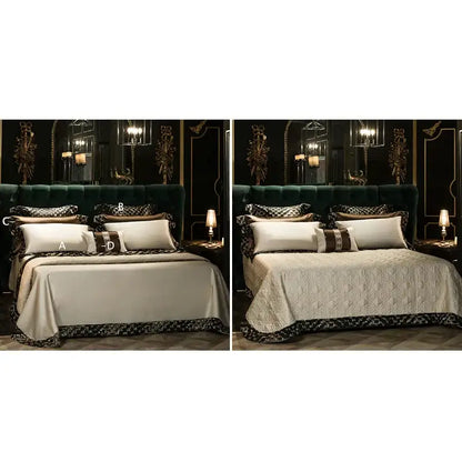 Elegant brown & cream 200s embroidery egyptian cotton bedding set bedroom