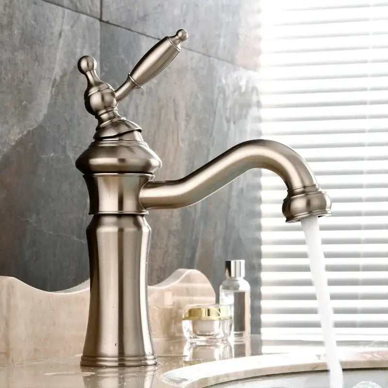 Elegant brushed nickel basin faucet swivel spout bathroom mixer