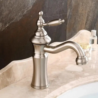 Elegant brushed nickel basin faucet swivel spout bathroom mixer