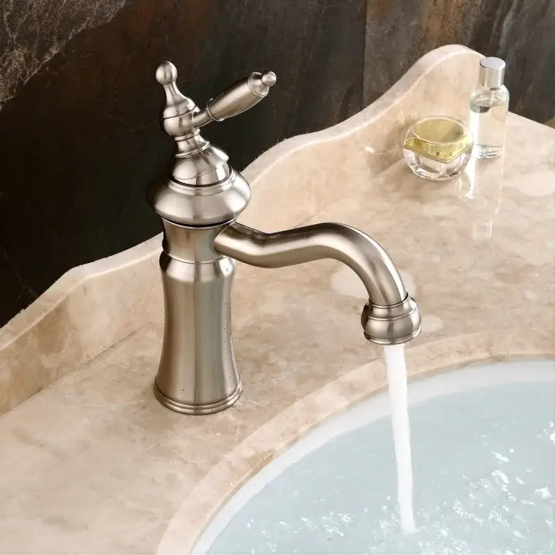 Elegant brushed nickel basin faucet swivel spout bathroom mixer