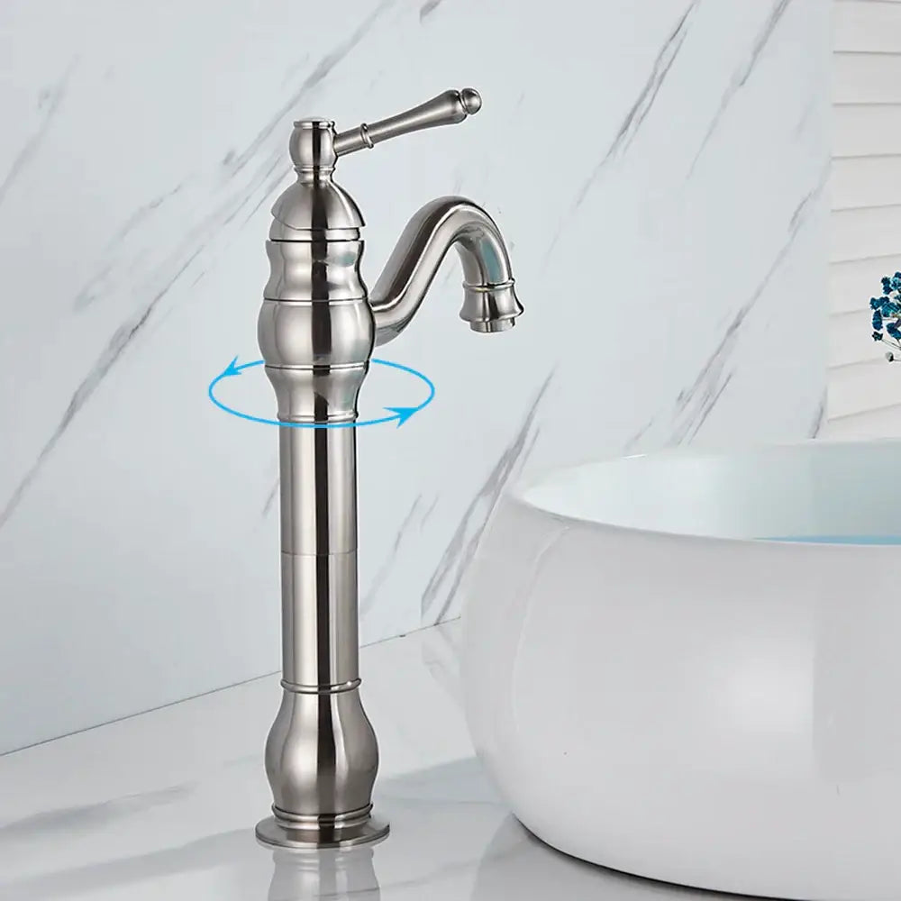 Elegant brushed nickel single handle sink faucet bathroom swivel tap