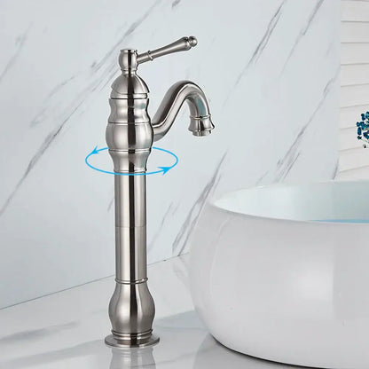 Elegant brushed nickel single handle sink faucet bathroom swivel tap