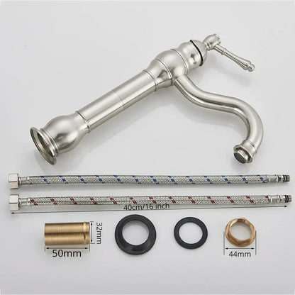 Elegant brushed nickel single handle sink faucet bathroom swivel tap