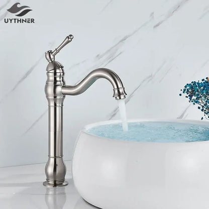 Elegant brushed nickel single handle sink faucet bathroom swivel tap