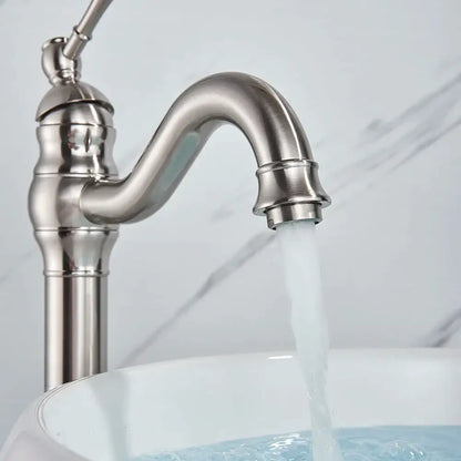 Elegant brushed nickel single handle sink faucet bathroom swivel tap