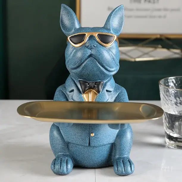 Elegant bulldog figurine coin bank serving tray living room decor