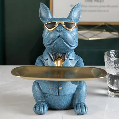 Elegant bulldog figurine coin bank serving tray living room decor