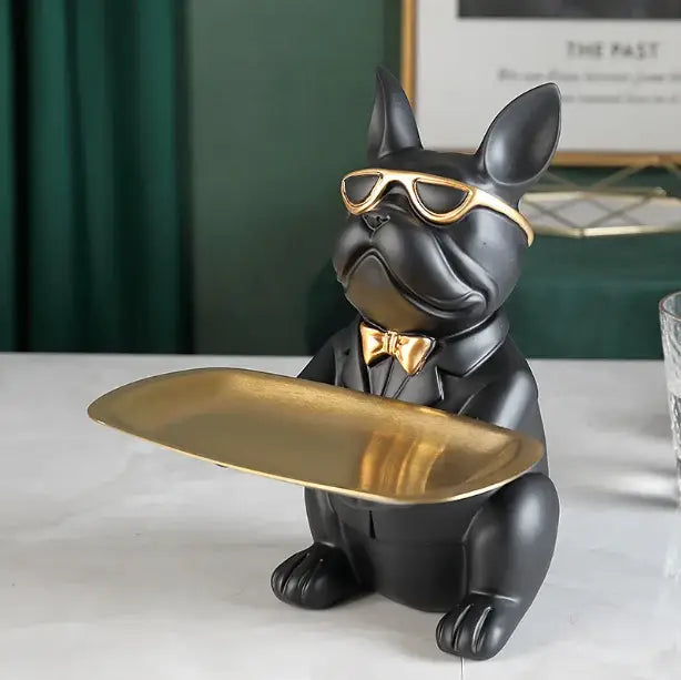 Elegant bulldog figurine coin bank serving tray living room decor