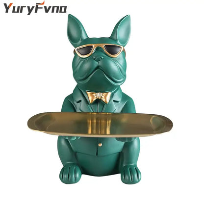 Elegant bulldog figurine coin bank serving tray living room decor