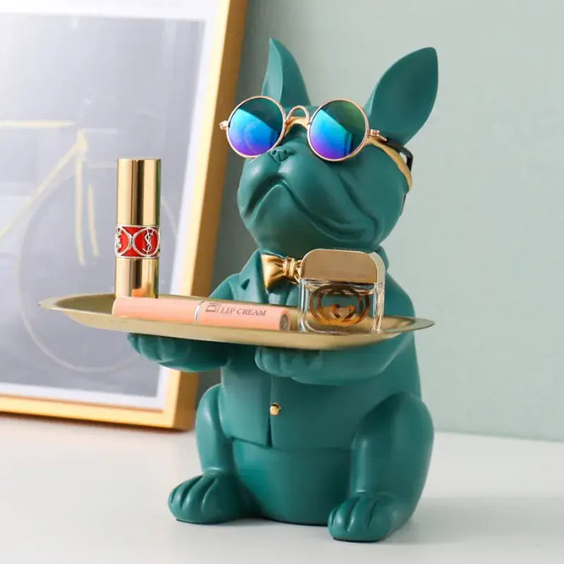 Elegant bulldog figurine coin bank serving tray living room decor